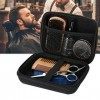 Set de soin de barbe pour homme 7 pièces, huile de barbe + baume + ciseaux de barbe + brosse à barbe + peigne à barbe + trous