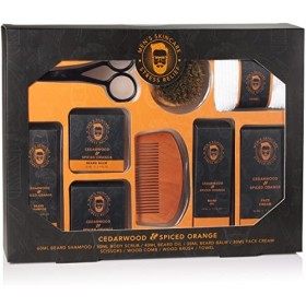 BRUBAKER - Kit Soins & Entretien de barbe - 9 Pièces - Peigne, Brosse & Ciseaux à barbe incl. - Coffret cadeau Homme