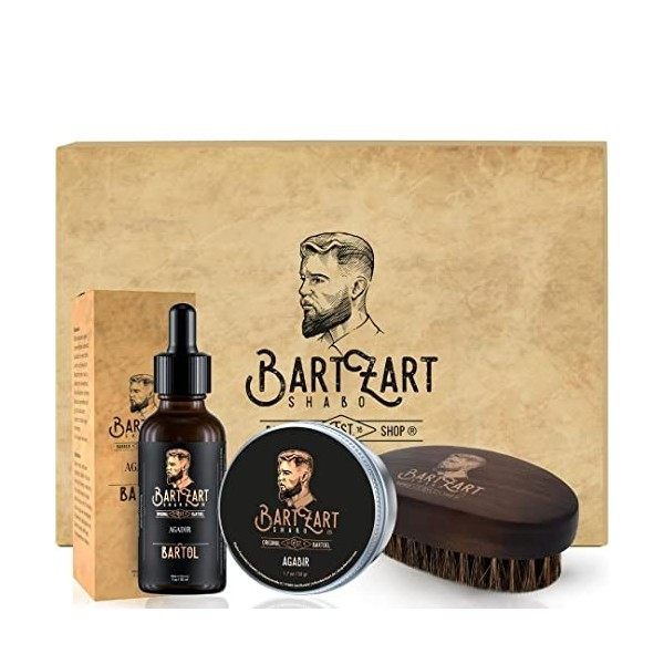 Ensemble dentretien de la barbe BartZart composé dhuile à barbe de haute qualité avec du bois de musc I cire à barbe nature