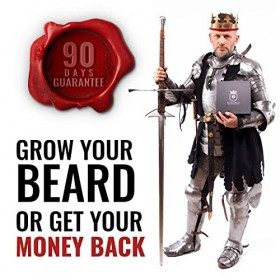 THE KING BEARD kit croissance de barbe, 4 pièces avec Sérum activateur, Rouleau à barbe, Désinfectant, Peigne de voyage