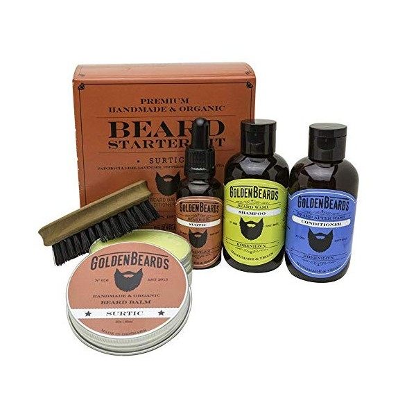 COFFRET SOIN POUR BARBE - GOLDEN BEARDS - Coffret huiles de soin pour votre barbe - 100% BIO et fabrication artisanale - - SU