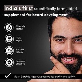 NACHT Beard Gummies and BeardGro+ Advanced Beard Tonic 30 ml pour homme | Stimule les follicules de la barbe, nourrit la barb