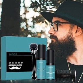 Rianpesn Kit de Croissance de Barbe pour Homme,Essence de Soin de Barbe | Le Spray et lessence de Barbe hydratent et adoucis