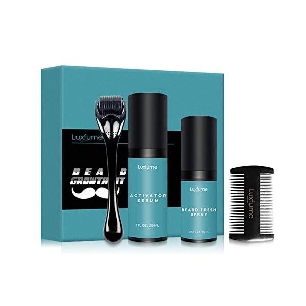 nain Kit de Croissance de Barbe pour Homme, Soin de Barbe Hydratant, Le Peigne et Le Rouleau à Barbe adoucissent et renforcen