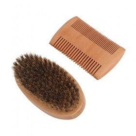 Barbe Brosse Peigne Ensemble Confort Grip Tondeuse Portable Barbe Peigne Kit Peigne En Bois Avec Sac De Rangement Pour Hommes