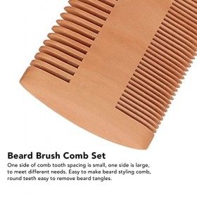 Barbe Brosse Peigne Ensemble Confort Grip Tondeuse Portable Barbe Peigne Kit Peigne En Bois Avec Sac De Rangement Pour Hommes