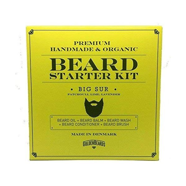 COFFRET SOIN POUR BARBE GOLDEN BEARDS Big Sur-Contient:un shampoing un après-shampoing une huile,une cire et un peigne de voy