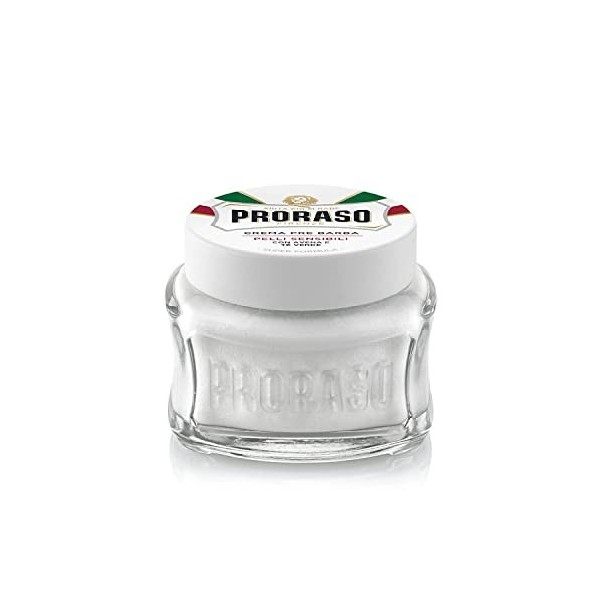 Proraso Crème avant-rasage, 100 ml, Crème de pré-rasage pour peaux sensibles, Adoucit la peau avec extraits davoine et thé v