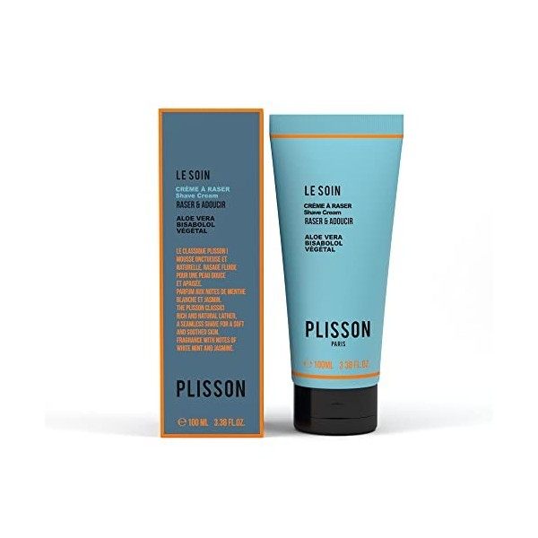 Plisson - Crème de Rasage Naturelle - Crème à Raser Visage, Crâne, Corps, Tous Types de Peaux - 99% d’Ingrédients d’Origine N