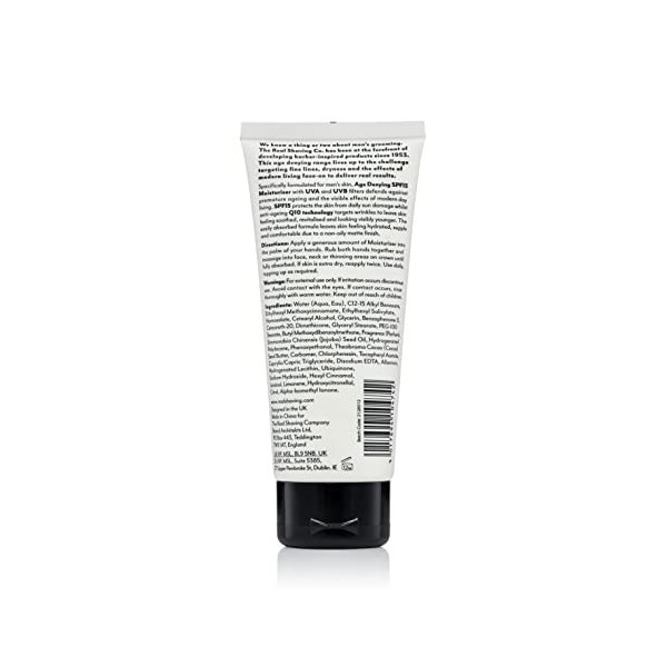 The Real Shaving Company Soin hydratant anti-âge SPF 15 - Protège contre le soleil et le vieillissement prématuré, une peau v