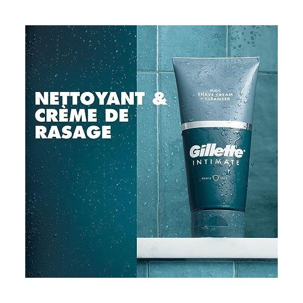 Gillette Intimate 2-En-1 Crème De Rasage + Nettoyant Pour Zone Intime, Formule Douce, Formulé Pour Les Poils De La Zone Intim