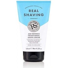 The Real Shaving Company Crème à raser traditionnelle anti-âge - Sans friction, rasage lisse, anti-âge ciblé pour peaux sèche