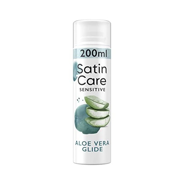 Gillette Satin Care Aloe Vera Whirl Sensitive Gel À Raser Pour Femme Pour Peau Sensible 200 ml