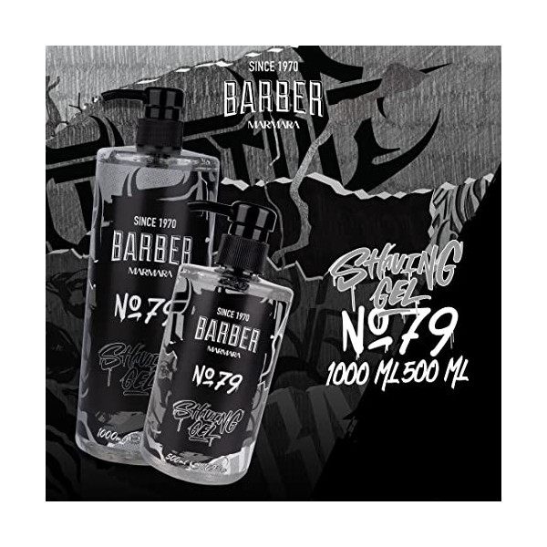 BARBER MARMARA gel de rasage homme n°79 - gel de rasage homme transparent 500ml - pour un rasage précis des contours de la ba