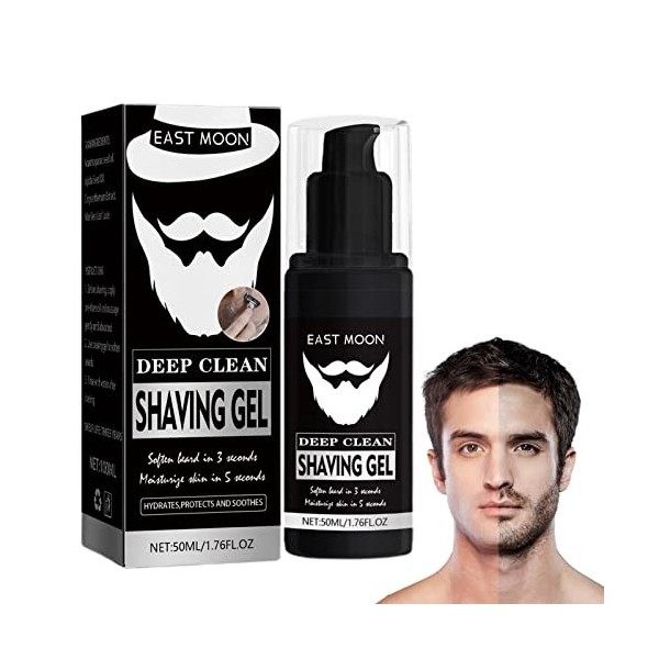 leryveo Gel à raser pour Hommes,Gels de Rasage Deep Clean Face Beard avec 50 ML - Formule de Gel rafraîchissant pour Les Poil