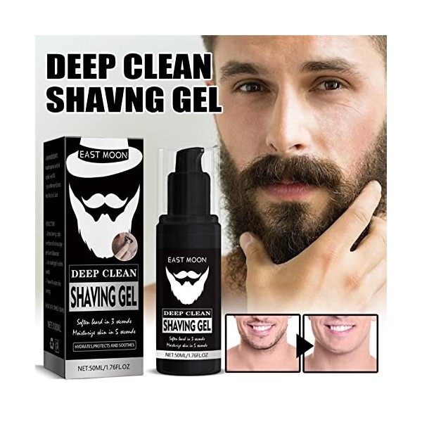 leryveo Gel à raser pour Hommes,Gels de Rasage Deep Clean Face Beard avec 50 ML - Formule de Gel rafraîchissant pour Les Poil