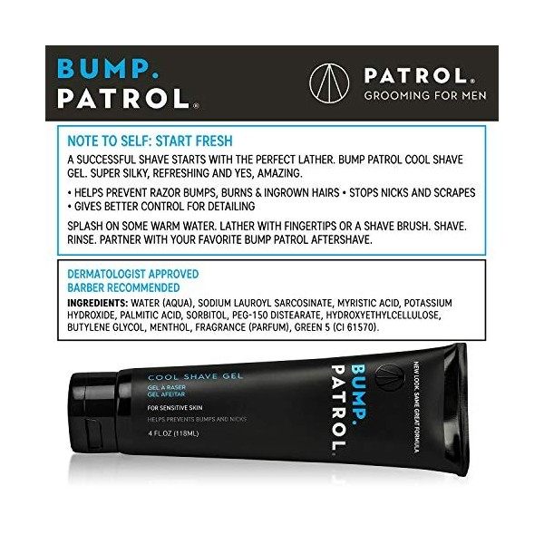 Bump Patrol Cool Shave Gel for Sensitive Skin, 4 Ounce Pack of 2 by Bump Patrol