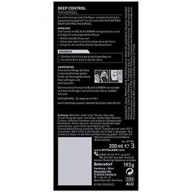 NIVEA MEN Deep Control Lot de 6 gels à raser 6 x 200 ml pour un rasage confortable, gel à raser pour homme avec carbone noi