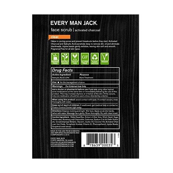 Every Man Jack Exfoliant pour la peau du visage , 124 ml