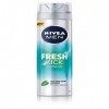 NIVEA Men Fresh Kick Gel à raser 200 ml , gel à raser rafraîchissant, gel à raser pour homme infusé à la menthe et à leau d