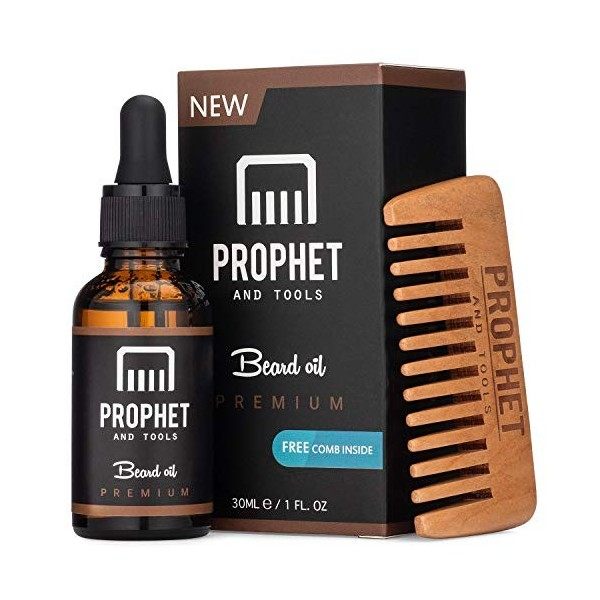 Prophet and Tools Kit de peigne à lhuile et à la barbe! E-book portant sur le soin de la barbe gratuits inclus - Tout-en-un 