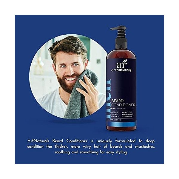 ArtNaturals Après-shampoing naturel pour barbe - Infusé à laloe vera, à lhuile darbre à thé et de jojoba - Sans sulfate