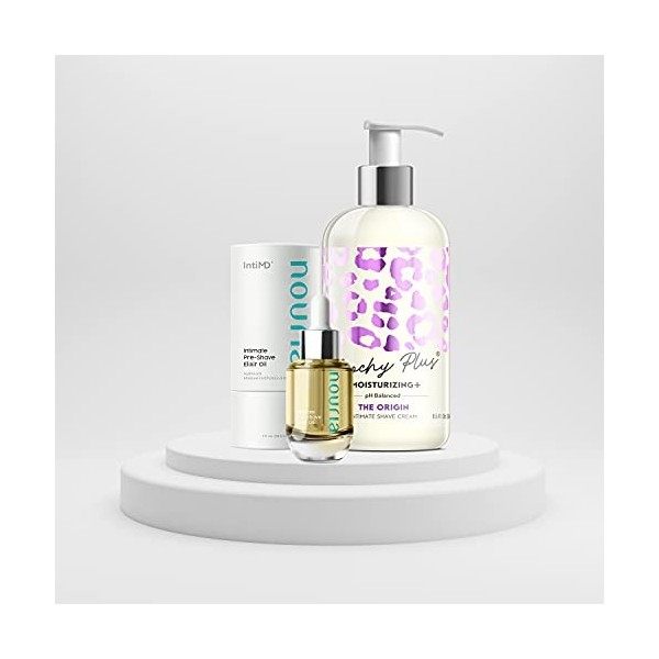 Coochy Plus Crème de Rasage Intime The Origin + NOURIA Kit dhuile Hydratante élixir Pré-rasage - HydroLock & Hydratant et So