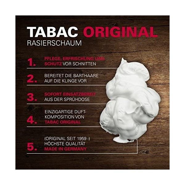 Tabac® Original | authentique, puissant et masculin | 200ml mousse de rasage