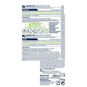 NIVEA MEN Mousse à raser Sensitive 200 ml , mousse à raser pour un rasage lisse et doux, mousse à raser douce pour homme
