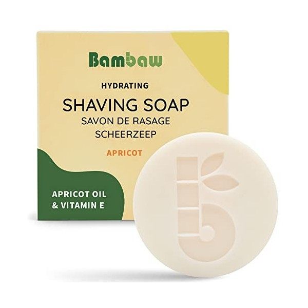 Bambaw | Savon à Raser pour Femmes | 80g | Savon de Rasage Solide à lHuile dAbricot & Vitamine E | Savon Rasage Tous Types 