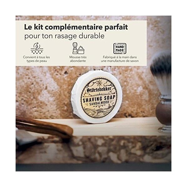 Störtebekker® Savon Rasage De Première Choix Bois De Santal - Savon Barbe Pour Une Mousse De Rasage À Haut Rendement - Savon 