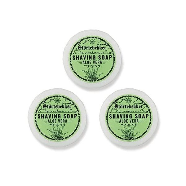 Savon de rasage Premium Aloe Vera - Savon artisanal pour une mousse à raser abondante - Parfait pour le rasage au rasoir de s