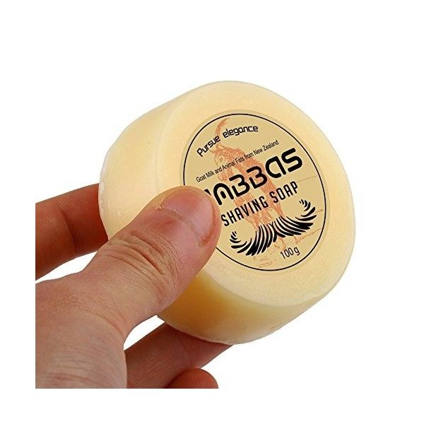 Anbbas Savon de Rasage,Lait de Chèvre de Nouvelle-Zélande, 100 g,pour Brosse à Barbe d l’homme.Cest Bon choix Accessoires de