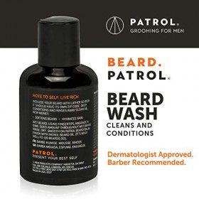 Beard Patrol Lot de 3 nettoyants et après-shampoing pour barbe Adoucit avec toutes les huiles naturelles Sans sulfate Sans pa