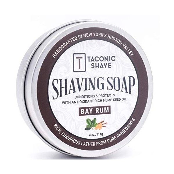 Taconic Shave Barbershop Bay Qualité Rhum Savon à raser avec lhuile de graines de chanvre riche en antioxydants