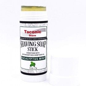 Taconic Shave Eucalyptus Mint rasage Savon bâton avec graines de chanvre Antioxydant riche en pétrole 2,5 Oz./71G