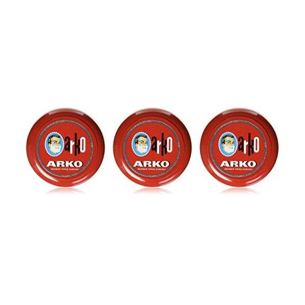 Arko Lot de 3 savons de rasage en boîte de 3 x 90 g