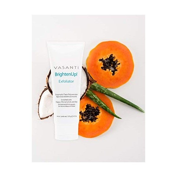 Vasanti Cosmetics Brighten Up! Enzymatic Face Rejuvenator with Microderm Exfoliating Crystals - Treats Dull, Uneven Skintone