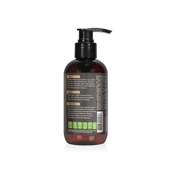 Every Man Jack Beard + Face Wash, Sandalwood, 6.7-ounce,