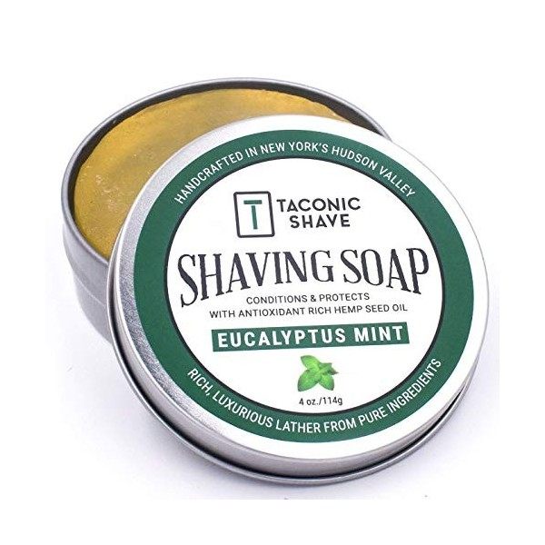 Taconic Shave Barbershop Qualité Eucalyptus Mint rasage Savon à lhuile de graines de chanvre riche en antioxydants