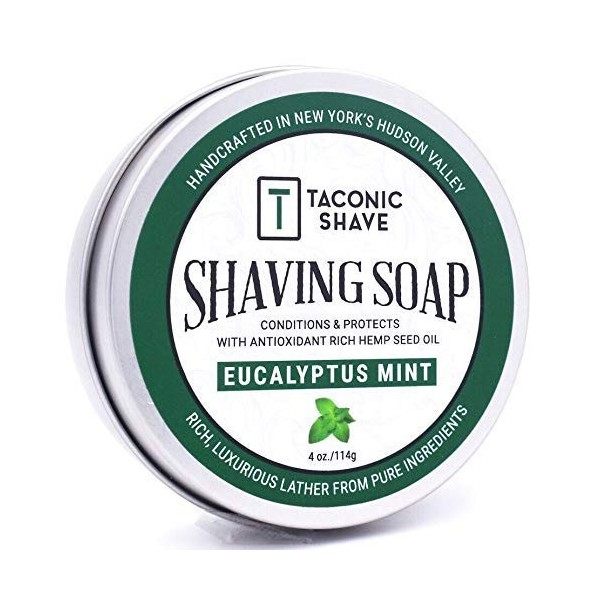 Taconic Shave Barbershop Qualité Eucalyptus Mint rasage Savon à lhuile de graines de chanvre riche en antioxydants