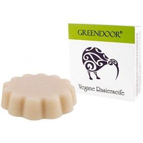 Greendoor savon de rasage végétalien Aloe Vera 80g, mousse crémeuse pour le rasage végétalien soigné de la barbe, du corps, d