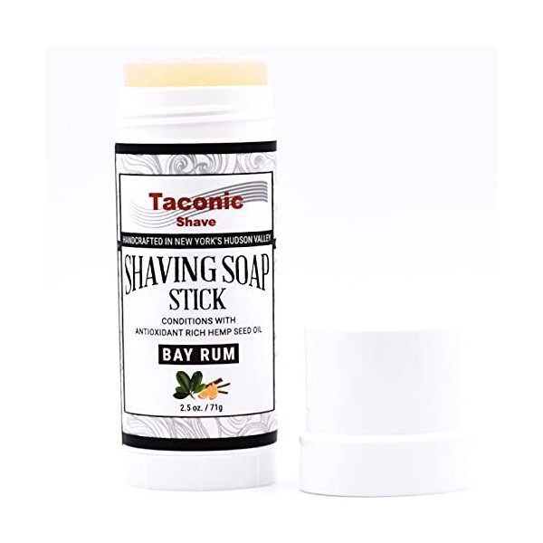 Taconic Shave Bay Rum Savon de rasage Bâton Avec graines de chanvre Antioxydant riche en pétrole 2,5 Oz./71G