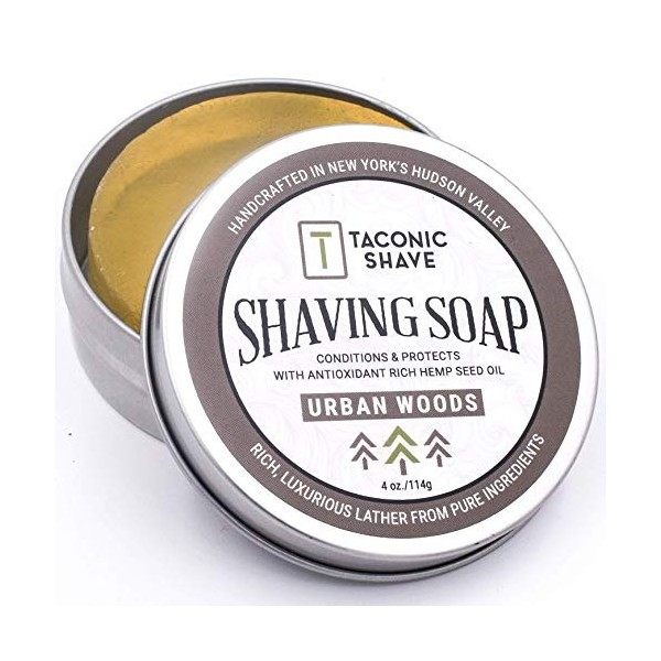 Taconic Shave Salon de coiffure Qualité Urban Woods rasage Savon à lhuile de graines de chanvre riche en antioxydants - avec