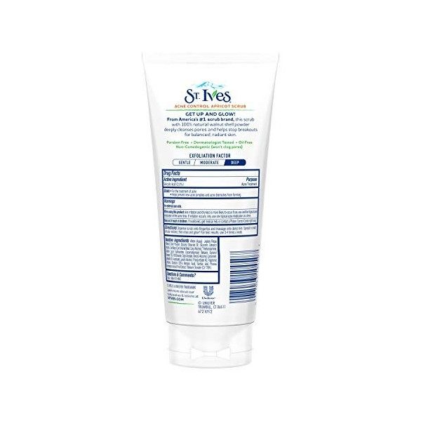 ST. Ives - Lot de 2 gommages à labricot contre lacné, minimise les pores, prévient lacné et les imperfections, avec acide 