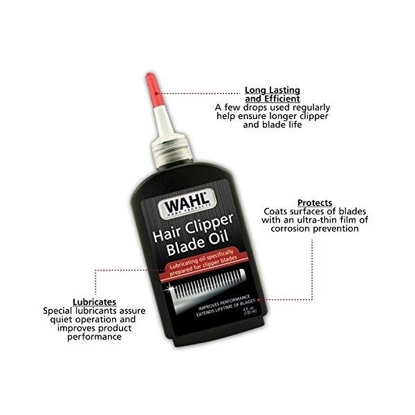 Wahl Huile lubrifiante Premium pour ciseaux, tondeuse à cheveux et lame - Anti-corrosion pour prévention de la rouille – 118 