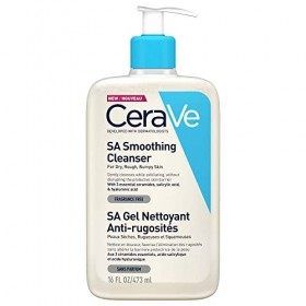 CeraVe SA Nettoyage lissant 473 ml - Nettoyage du visage Skincare à lacide salicylique et au hyaluron pour peaux sèches et i