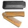 Peigne a Barbe Homme avec Étui - Peigne à Barbe en Bois Naturel & Pliable avec Boite Cadeau - Peigne Barbe en Bois de Santal 