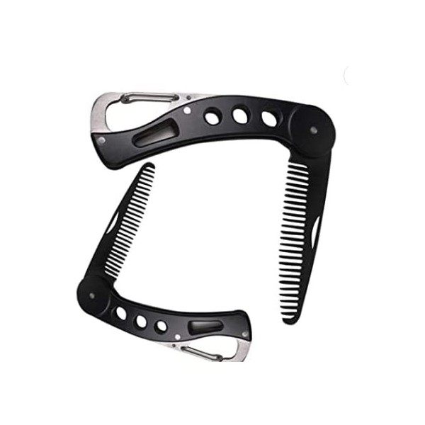 Peigne à barbe pliable Careor en acier inoxydable pour homme pour toilettage et peignage des cheveux, barbe et moustache