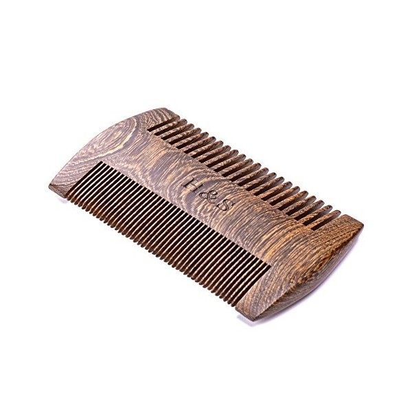 H&S Peigne Double Face pour Moustache & Barbe - Peignes de Poche en Bois Anti-Statique - Pour un Coiffage sans Noeuds et pour